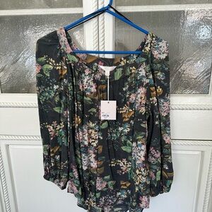 Floral Dark Blue Blouse